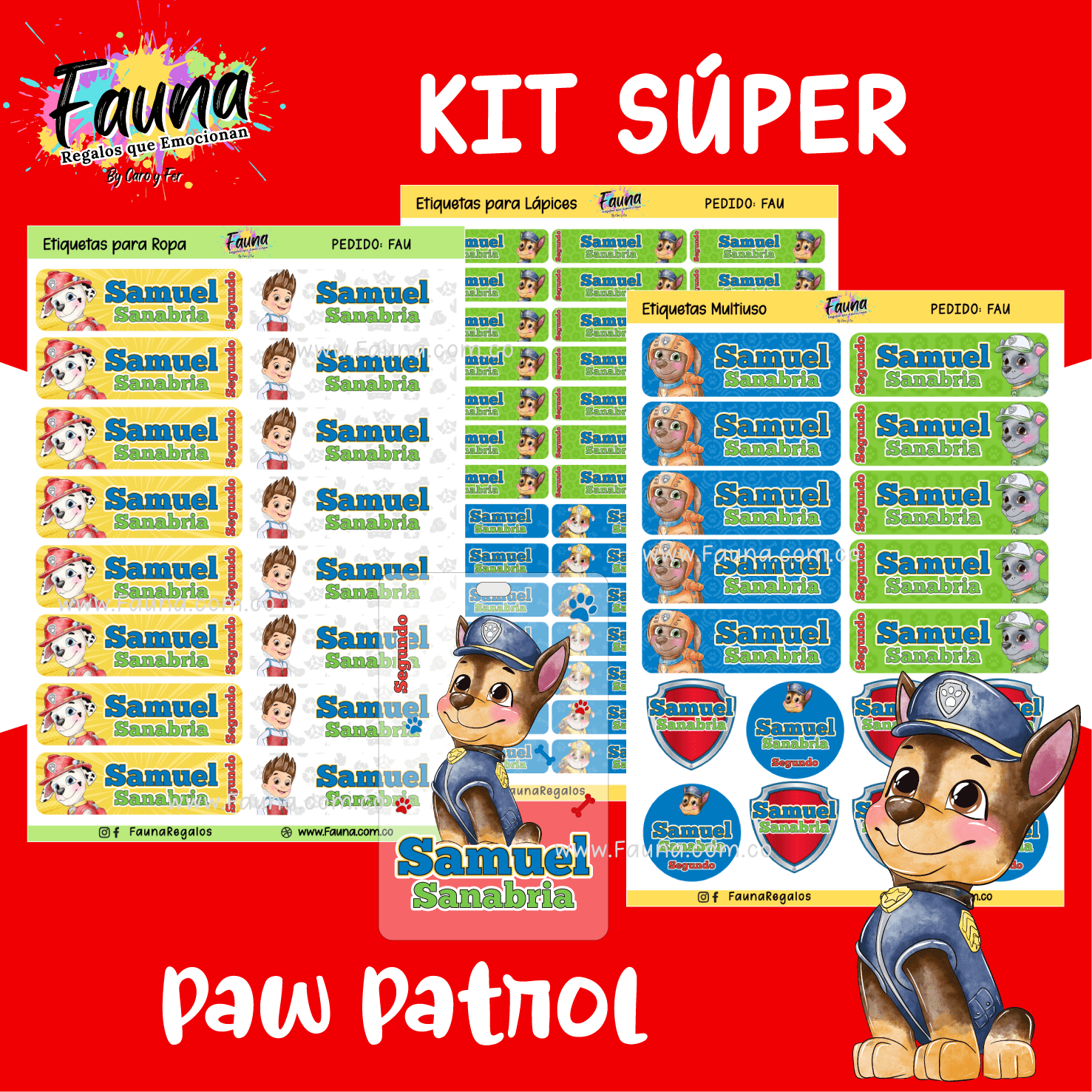 Paw Patrol 🐾 - Etiquetas Escolares Premium Personalizadas