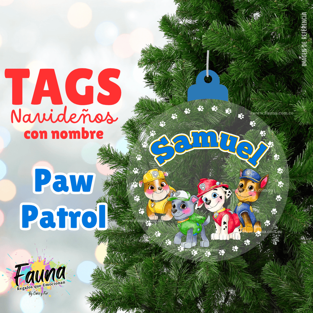 Paw Patrol – Tag Navideño Personalizado 🎄
