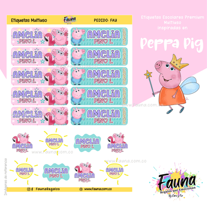 Etiquetas Escolares Premium Personalizadas – Peppa Pig 🐷✨