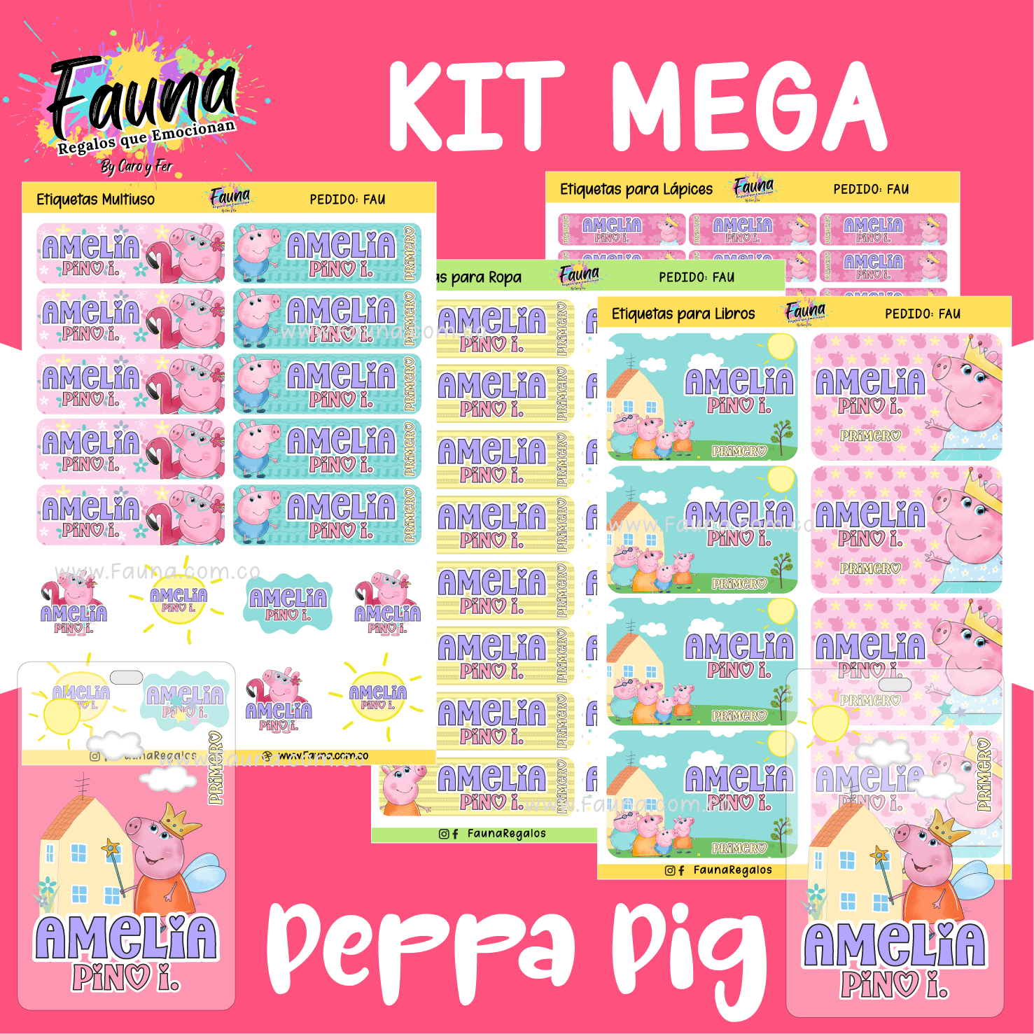 Peppa Pig 🐷 - Etiquetas Escolares Premium Personalizadas