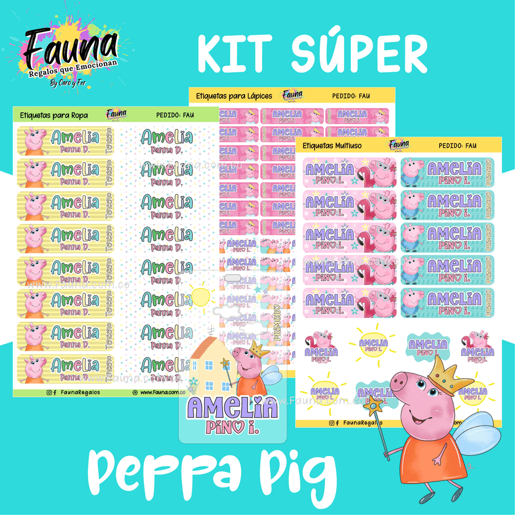 Peppa Pig 🐷 - Etiquetas Escolares Premium Personalizadas