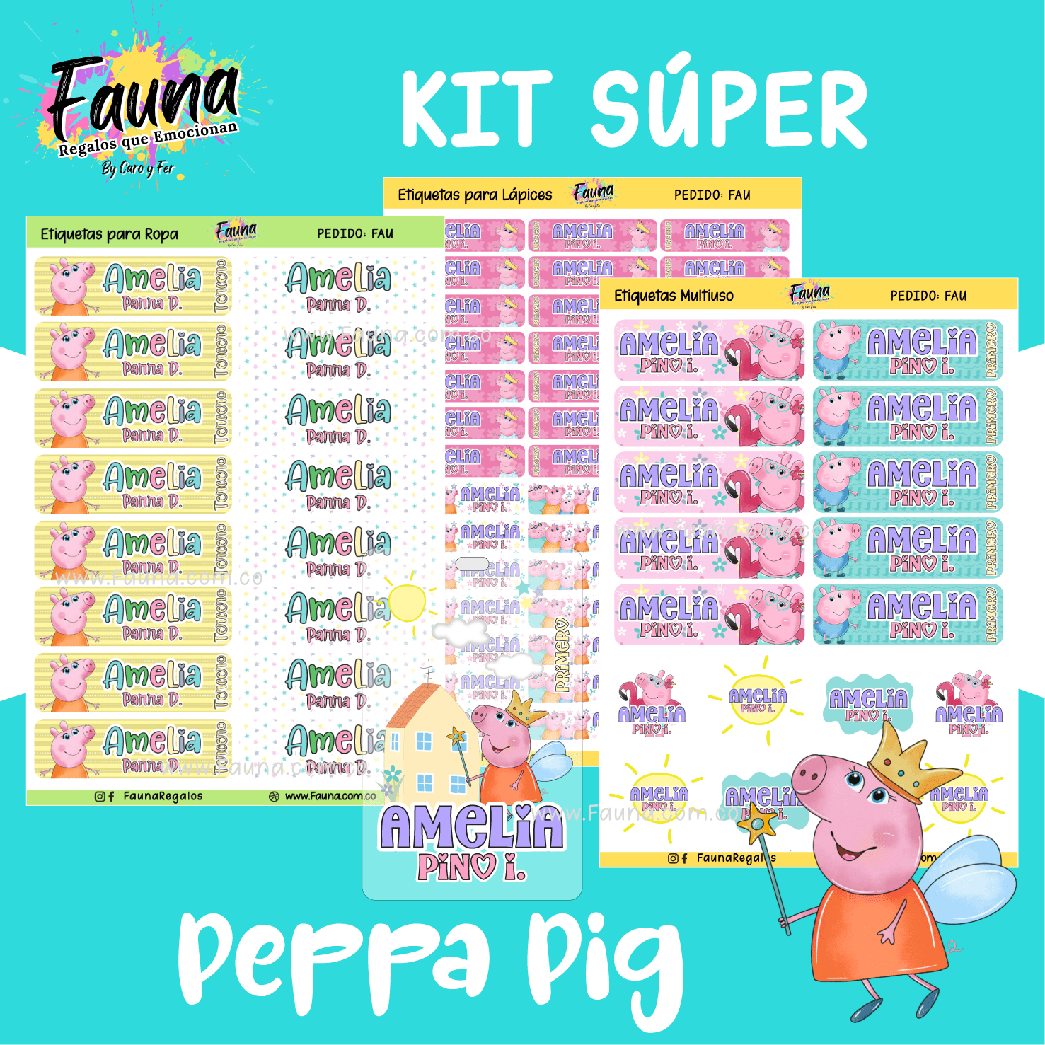 Peppa Pig 🐷 - Etiquetas Escolares Premium Personalizadas