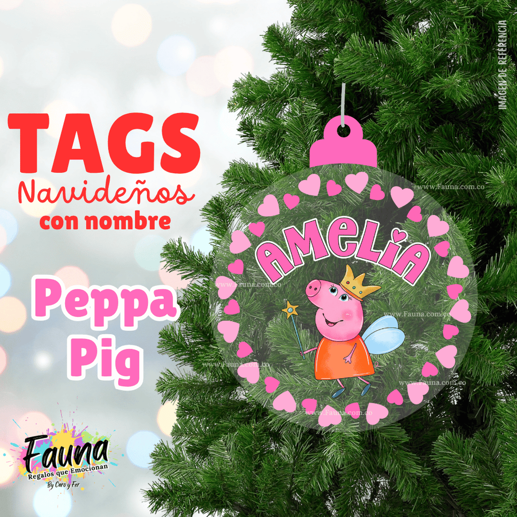 Peppa Pig – Tag Navideño Personalizado 🎄