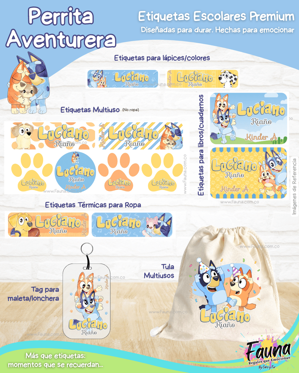 Perrita Aventurera 🐾 - Etiquetas Escolares Premium Personalizadas