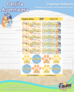 Perrita Aventurera 🐾 - Etiquetas Escolares Premium Personalizadas