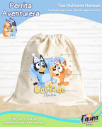 Perrita Aventurera 🐾 - Tula personalizada para niños – multiusos con nombre