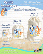 Perrita Aventurera 🐾 - Tula personalizada para niños – multiusos con nombre