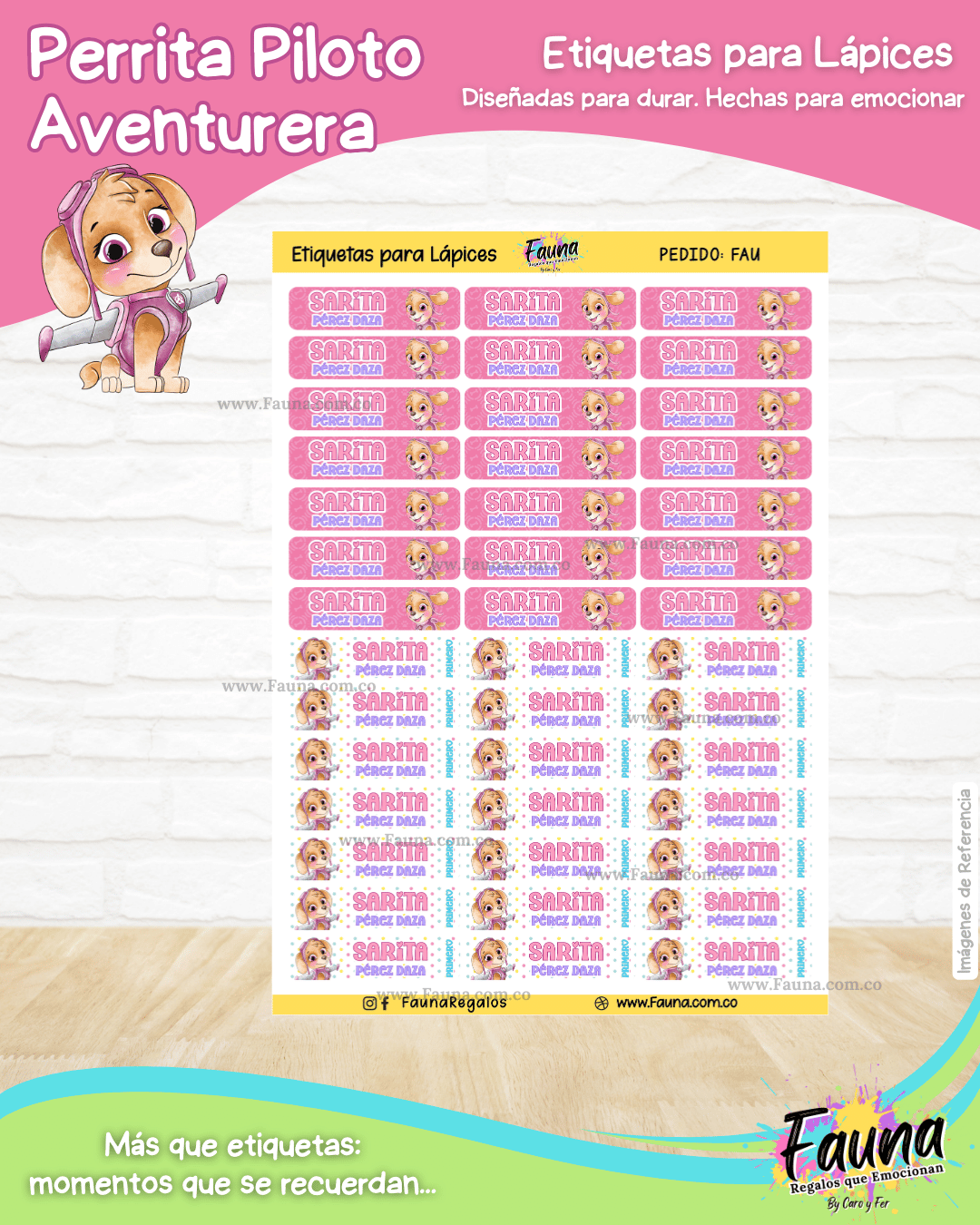 Perrita Piloto Aventurera 💗 - Etiquetas Escolares Premium Personalizadas