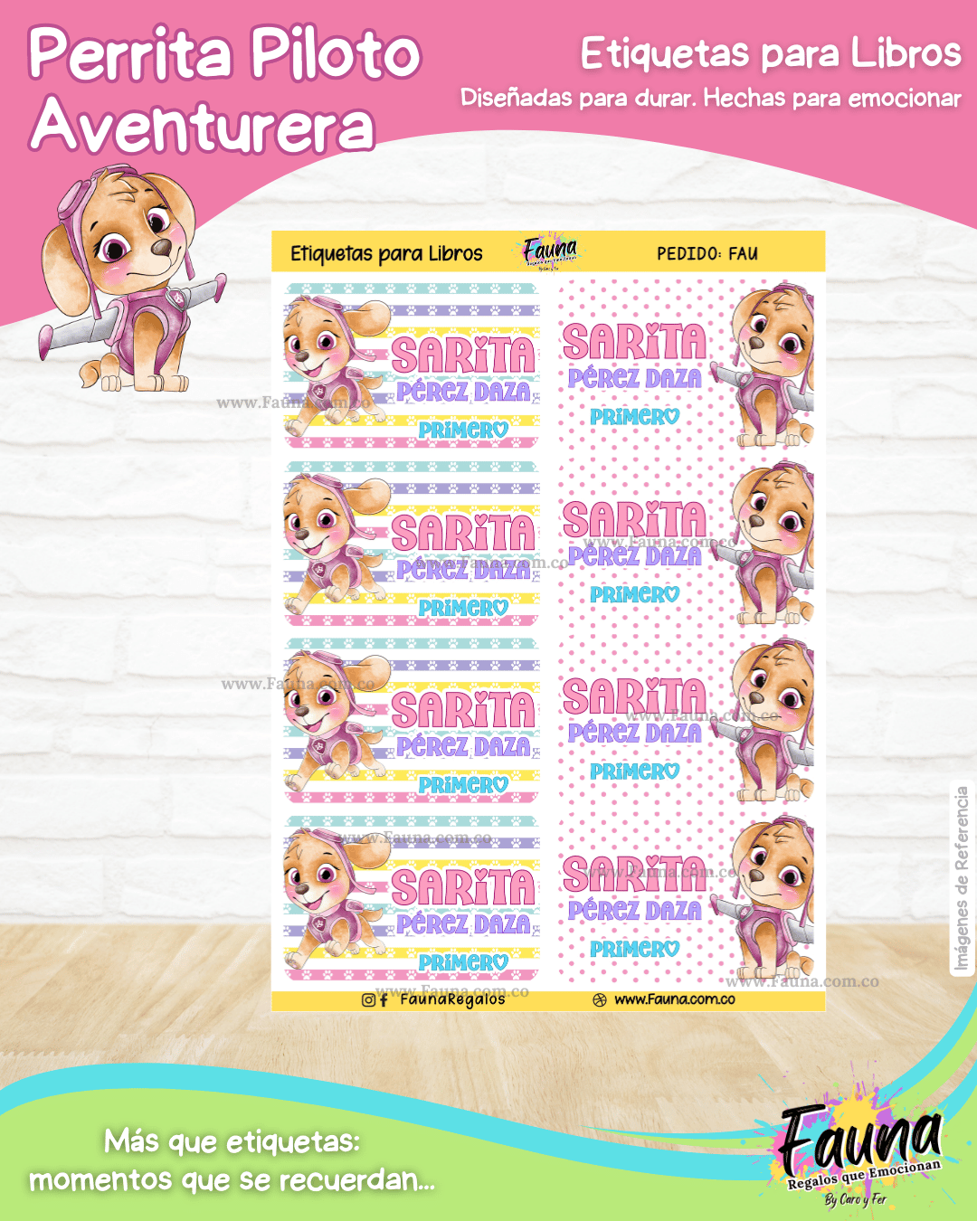 Perrita Piloto Aventurera 💗 - Etiquetas Escolares Premium Personalizadas