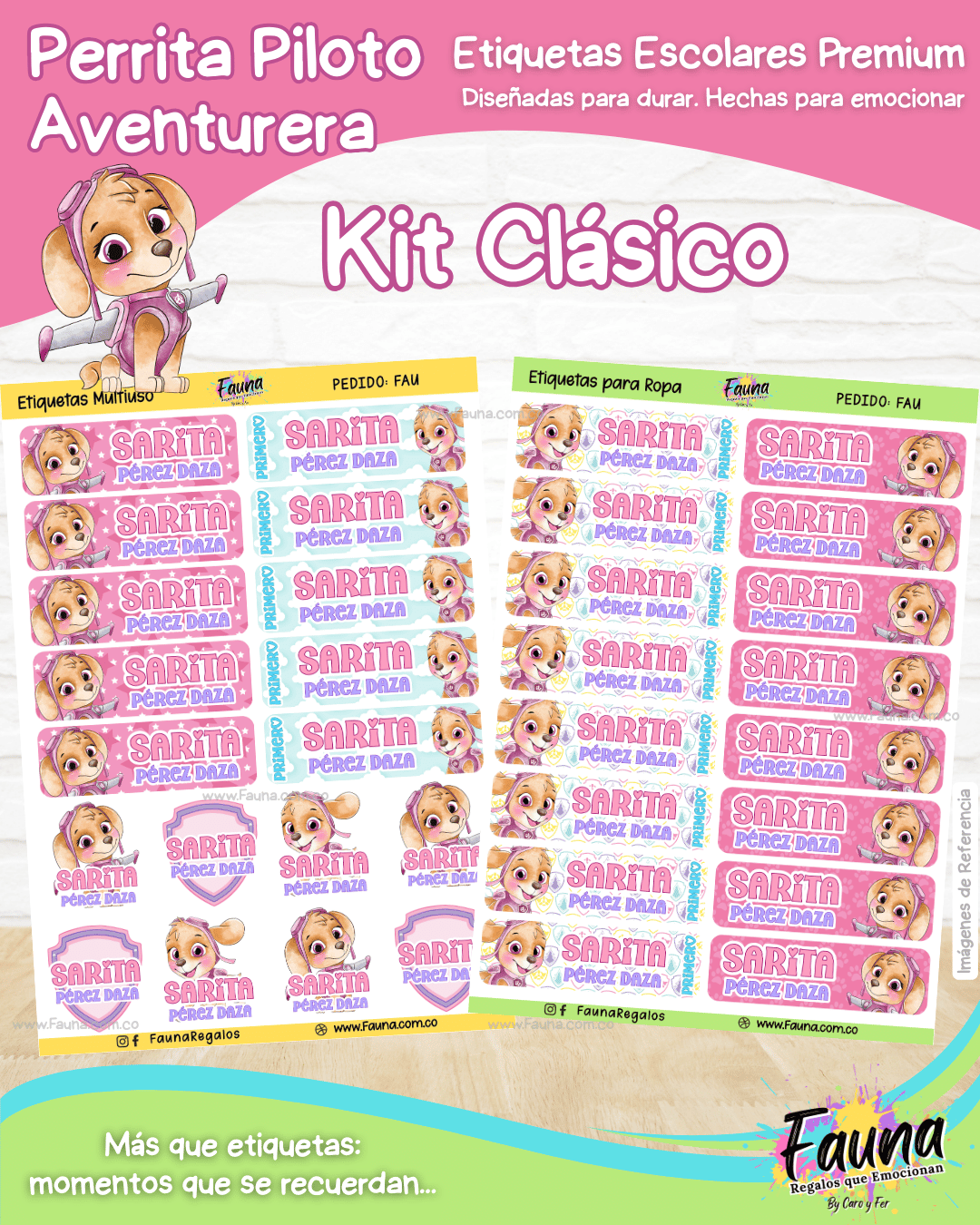 Perrita Piloto Aventurera 💗 - Etiquetas Escolares Premium Personalizadas
