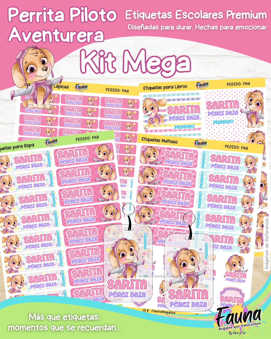Perrita Piloto Aventurera 💗 - Etiquetas Escolares Premium Personalizadas