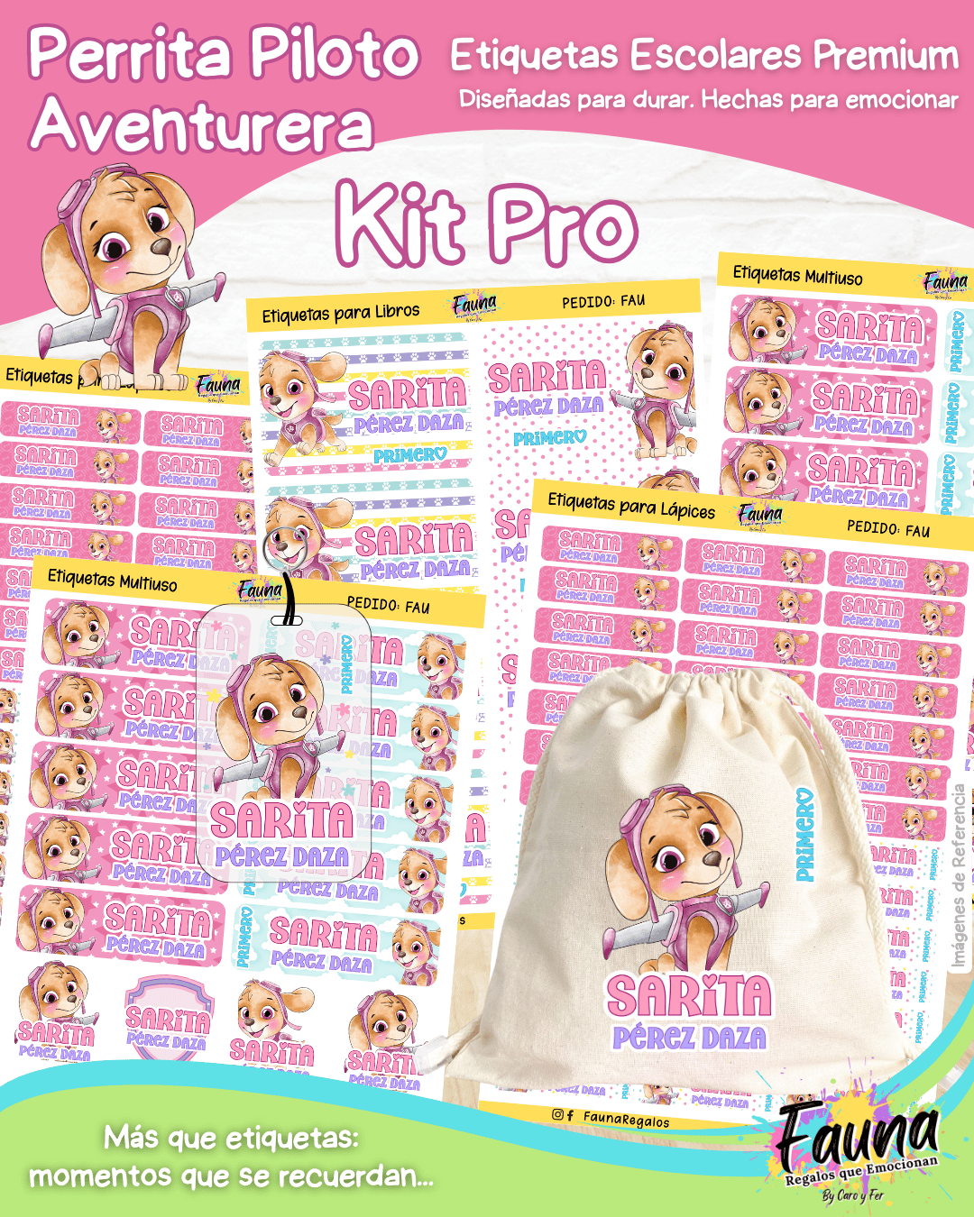 Perrita Piloto Aventurera 💗 - Etiquetas Escolares Premium Personalizadas