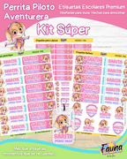 Perrita Piloto Aventurera 💗 - Etiquetas Escolares Premium Personalizadas