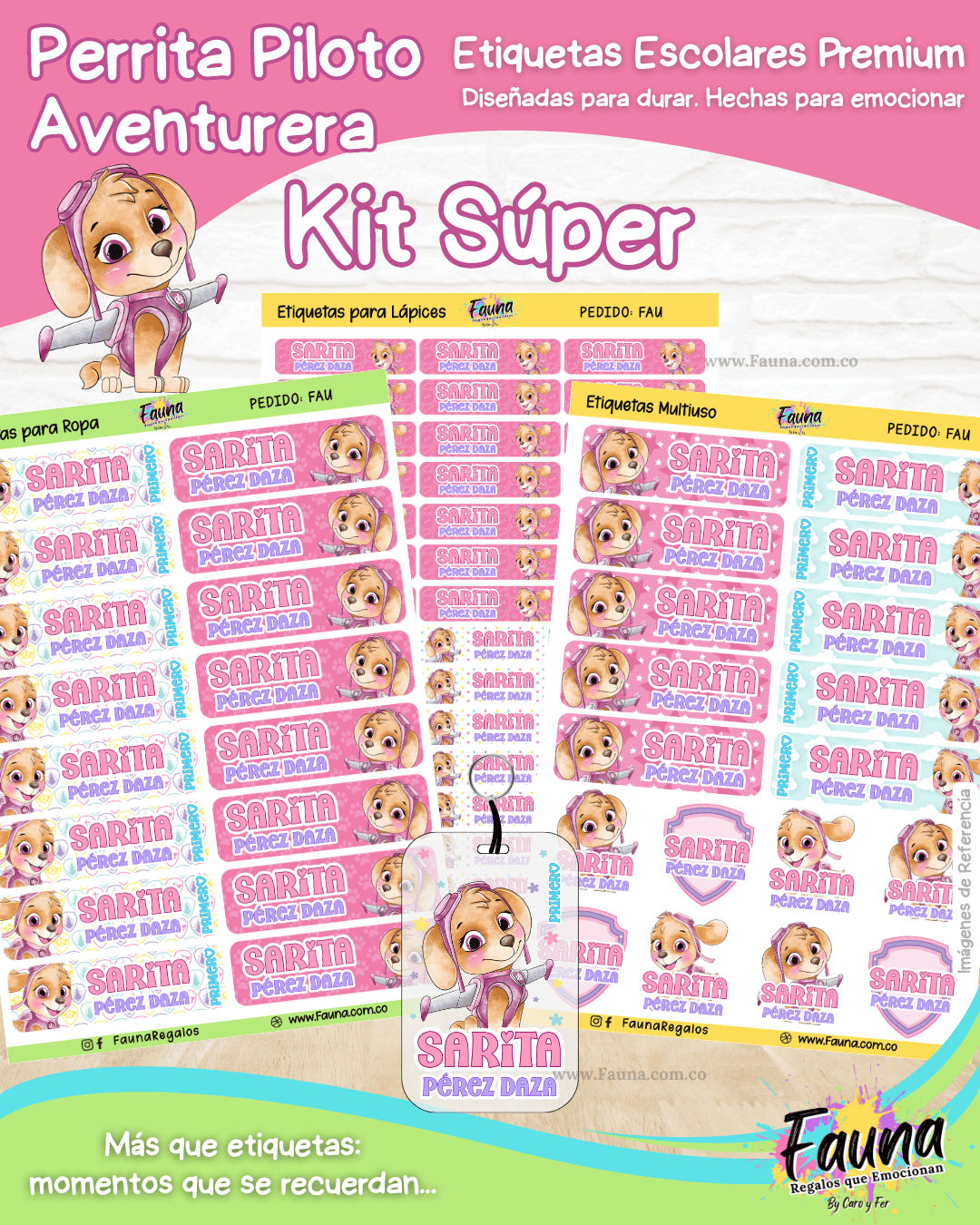 Perrita Piloto Aventurera 💗 - Etiquetas Escolares Premium Personalizadas