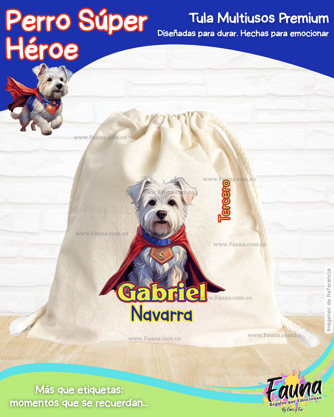 Perro Súper Héroe 🐶 - Tula personalizada para niño – multiusos con nombre