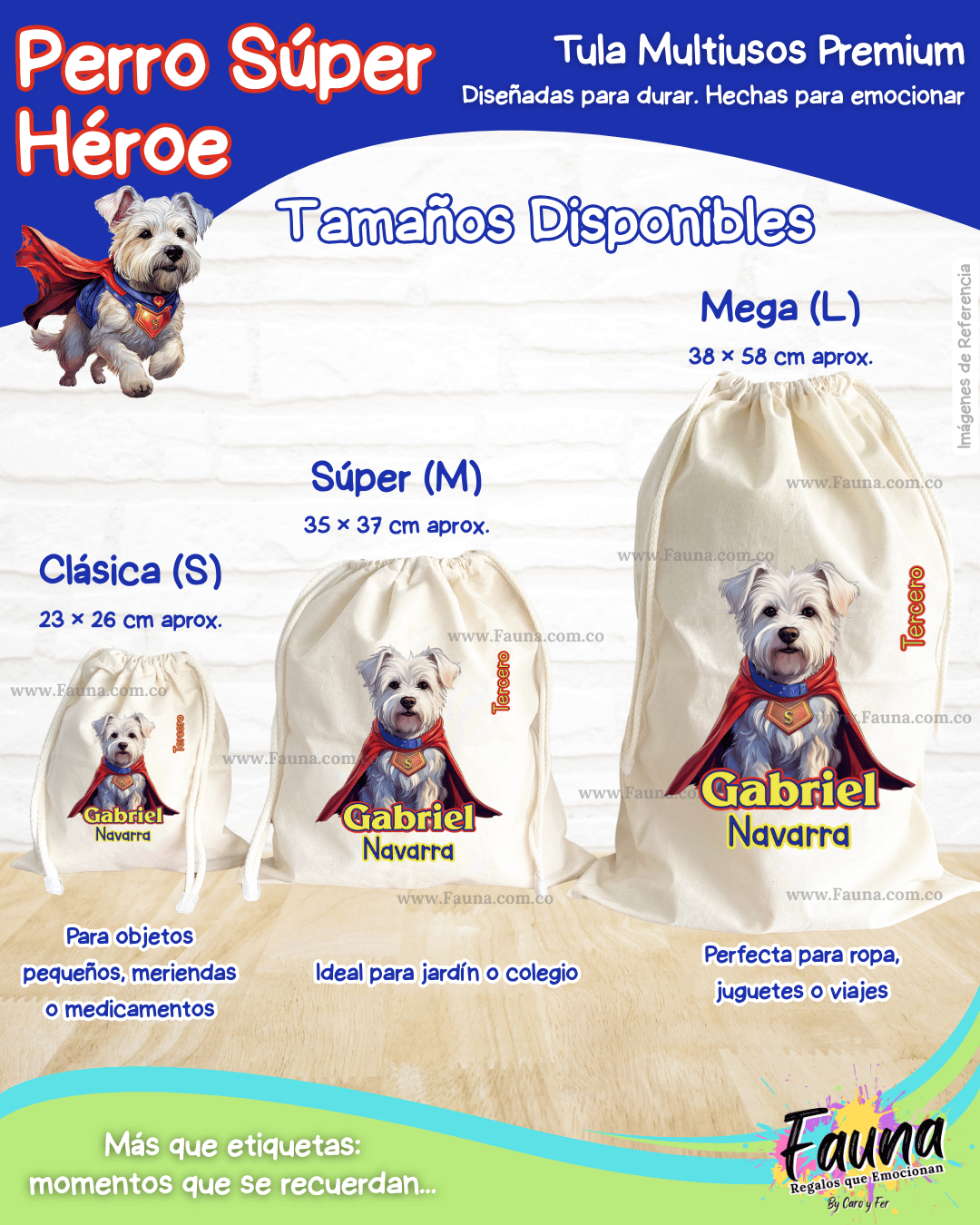 Perro Súper Héroe 🐶 - Tula personalizada para niño – multiusos con nombre