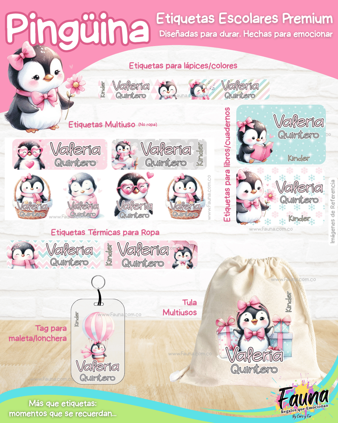 Pingüina 🐧 - Etiquetas Escolares Premium Personalizadas