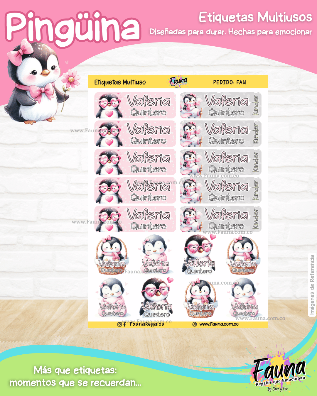 Pingüina 🐧 - Etiquetas Escolares Premium Personalizadas