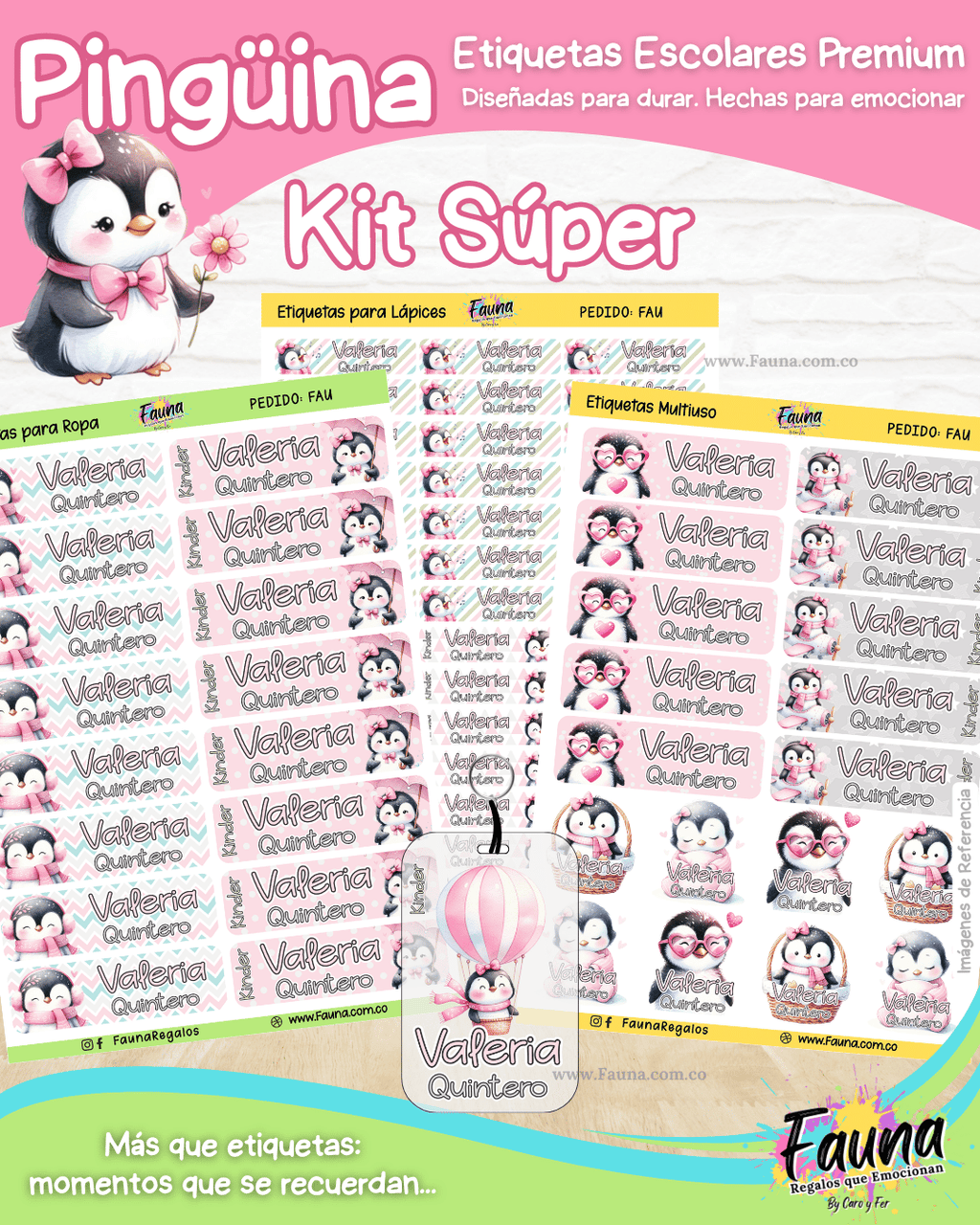 Pingüina 🐧 - Etiquetas Escolares Premium Personalizadas