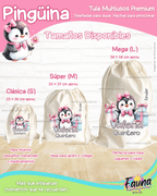 Pingüina 🐧 - Tula personalizada para niña – multiusos con nombre