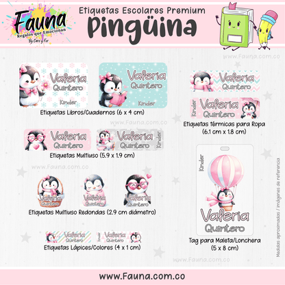 Etiquetas Escolares Premium Personalizadas – Pingüina 🐧❄️