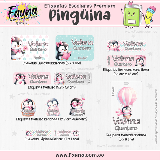 Etiquetas Escolares Premium Personalizadas – Pingüina 🐧❄️