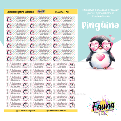 Etiquetas Escolares Premium Personalizadas – Pingüina 🐧❄️
