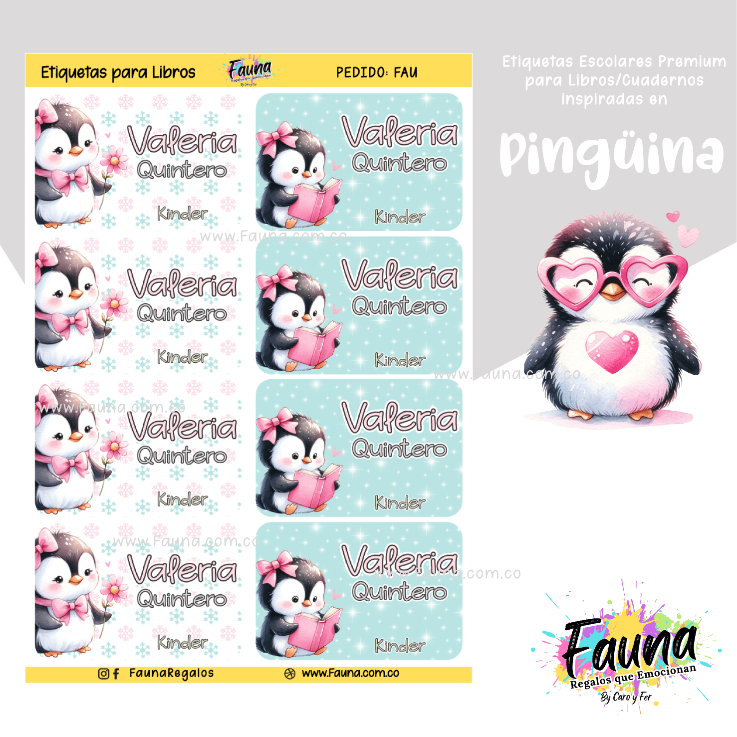 Pingüina 🐧 - Etiquetas Escolares Premium Personalizadas