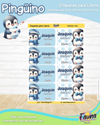 Pingüino ❄️ - Etiquetas Escolares Premium Personalizadas
