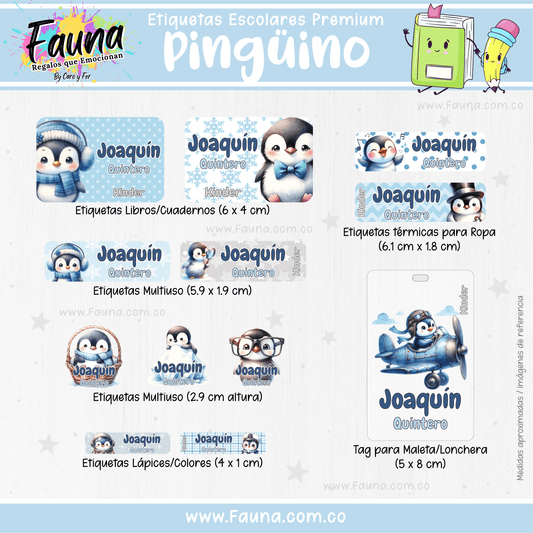 Etiquetas Escolares Premium Personalizadas – Pingüino ❄️🐧