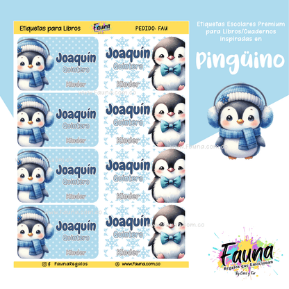 Etiquetas Escolares Premium Personalizadas – Pingüino ❄️🐧