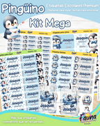 Pingüino ❄️ - Etiquetas Escolares Premium Personalizadas