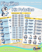 Pingüino ❄️ - Etiquetas Escolares Premium Personalizadas