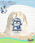 Pingüino ❄️ - Tula personalizada para niño – multiusos con nombre