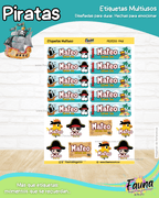 Piratas 🦜 - Etiquetas Escolares Premium Personalizadas