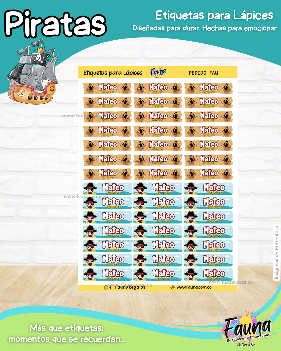 Piratas 🦜 - Etiquetas Escolares Premium Personalizadas