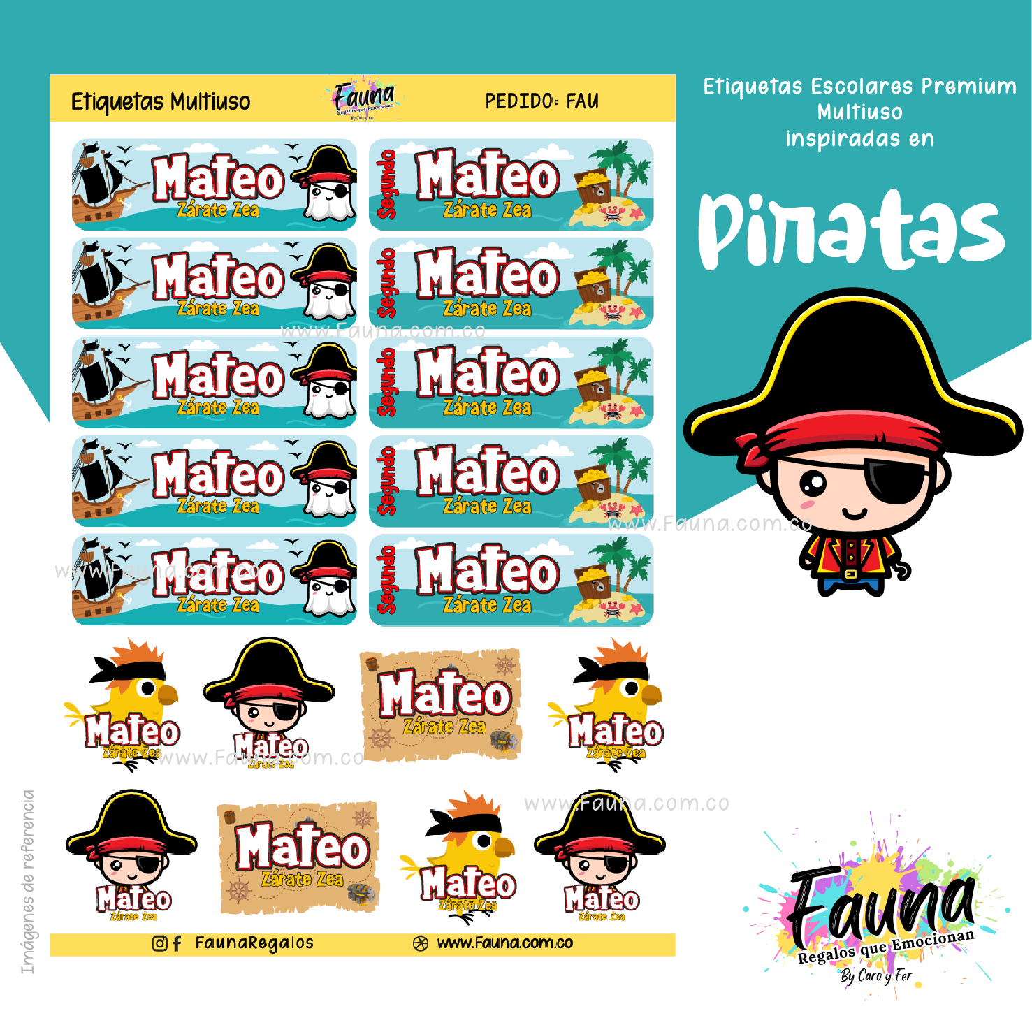 Piratas 🏴‍☠️ - Etiquetas Escolares Premium Personalizadas