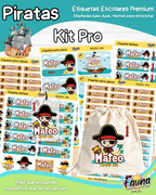 Piratas 🦜 - Etiquetas Escolares Premium Personalizadas