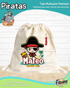 Piratas 🦜 - Tula personalizada para niño – multiusos con nombre