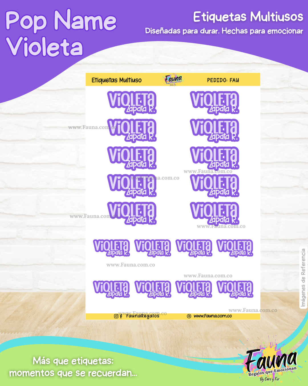 Pop Name – Violeta 💜 - Etiquetas Escolares Premium Personalizadas