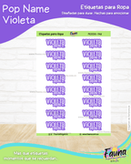 Pop Name – Violeta 💜 - Etiquetas Escolares Premium Personalizadas