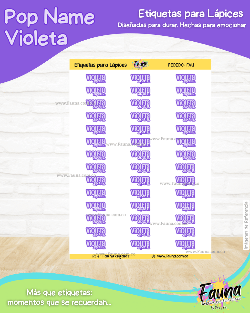 Pop Name – Violeta 💜 - Etiquetas Escolares Premium Personalizadas