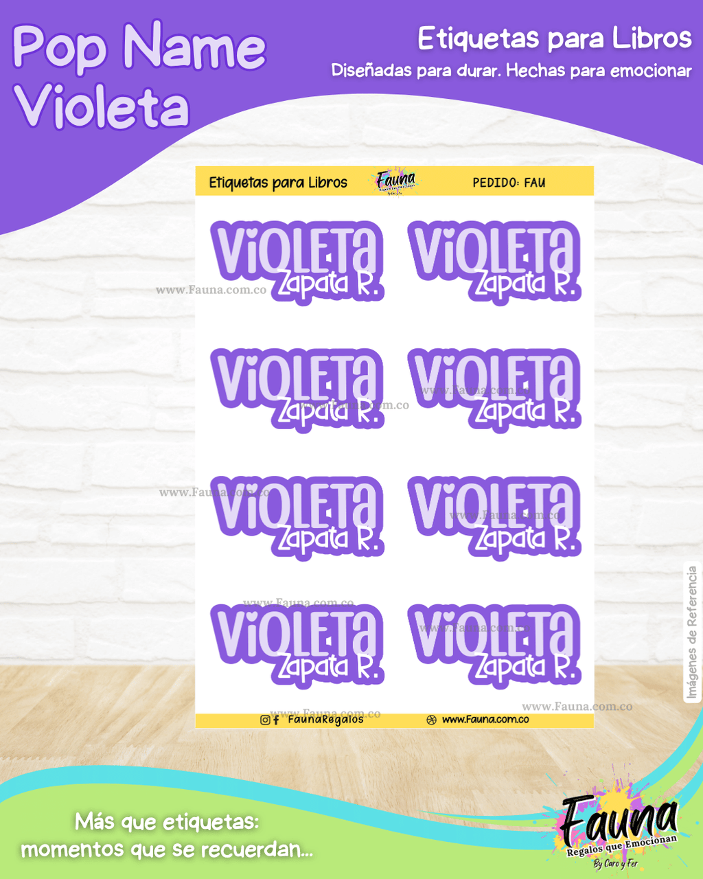 Pop Name – Violeta 💜 - Etiquetas Escolares Premium Personalizadas