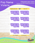 Pop Name – Violeta 💜 - Etiquetas Escolares Premium Personalizadas