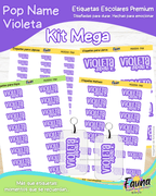 Pop Name – Violeta 💜 - Etiquetas Escolares Premium Personalizadas