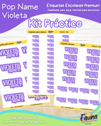 Pop Name – Violeta 💜 - Etiquetas Escolares Premium Personalizadas