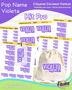 Pop Name – Violeta 💜 - Etiquetas Escolares Premium Personalizadas