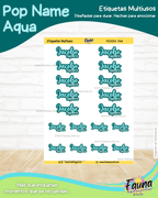 Pop Name – Aqua 💧 - Etiquetas Escolares Premium Personalizadas