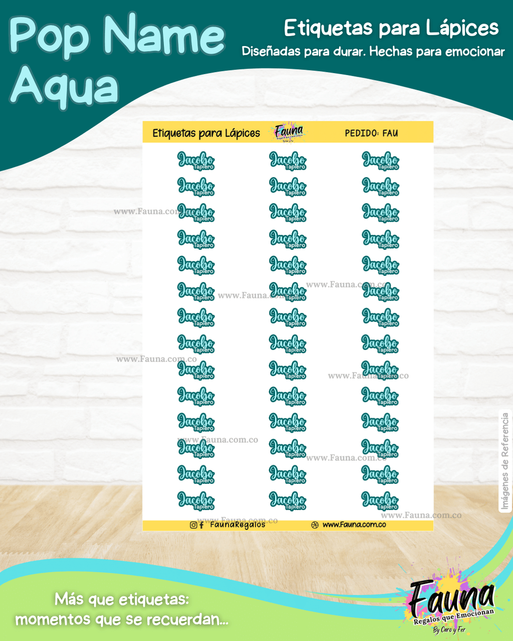 Pop Name – Aqua 💧 - Etiquetas Escolares Premium Personalizadas