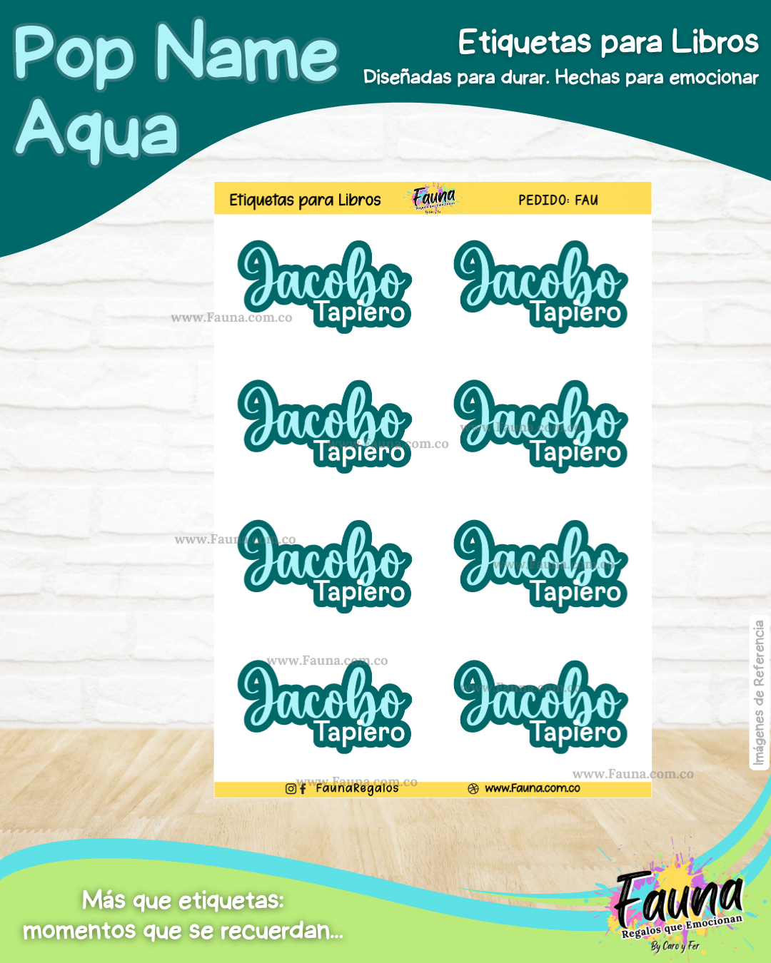 Pop Name – Aqua 💧 - Etiquetas Escolares Premium Personalizadas